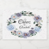 ブライダルシャワーパープルフローラ水彩ミニ スパークリングワインラベル (シングルラベル)