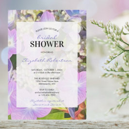 ブライダルシャワーパープルブルーアジサイの花をテーマにした 招待状