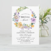 ブライダルシャワーパープルボタニカルリース 招待状 (スタンド正面)