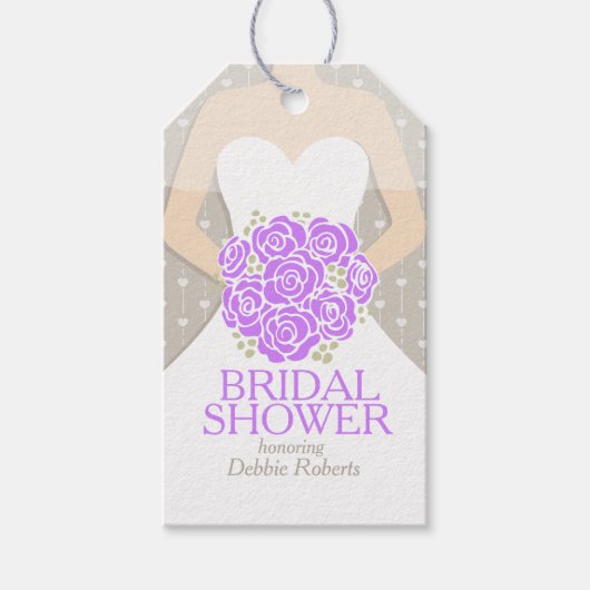 ブライダルシャワーパープルリハ結婚ーサルラベル ギフトタグ (正面)