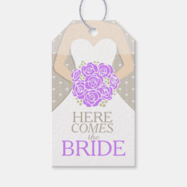 ブライダルシャワーパープルリハ結婚ーサルラベル ギフトタグ