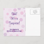 ブライダルシャワーパープル水玉模様招待状はがき インビテーションポストカード (裏面)