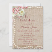 ブライダルシャワーパールピンクとブラウン 招待状 (正面)