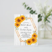 ブライダルシャワーヒマワリ木材金ゴールド幾何学模様 ポストカード (スタンド正面)