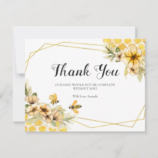 ブライダルシャワーヒマワリ黄蜂サンキューカード サンキューカード (正面)