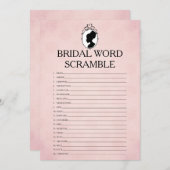 ブライダルシャワービクトリアン単語スクランブルゲームカード 招待状 (正面/裏面)