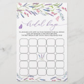 ブライダルシャワービンゴゲームパープルラベンダーフローラ (正面)