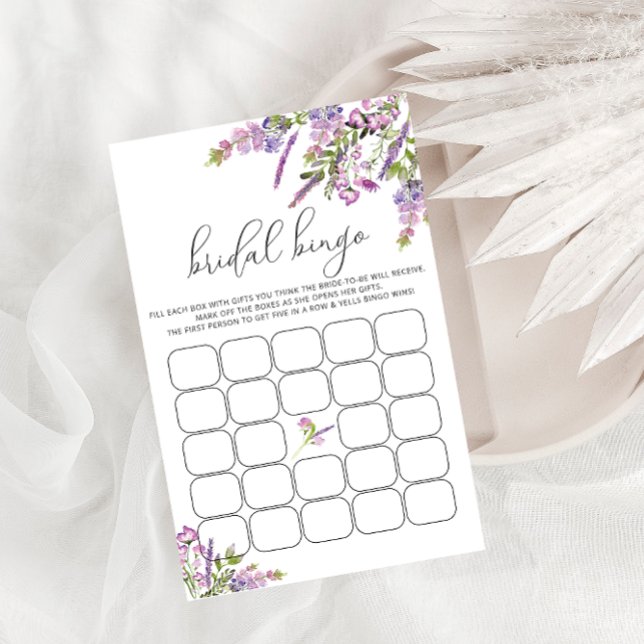 ブライダルシャワービンゴゲームパープルラベンダーフローラ (クリエイターアップロード済み)
