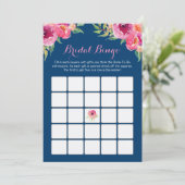 ブライダルシャワービンゴゲームピンクフローラネイビーブルー (スタンド正面)