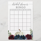 ブライダルシャワービンゴゲームブルガンディーネイビーカボチャ (正面)