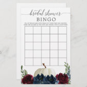 ブライダルシャワービンゴゲームブルガンディーネイビーカボチャ (正面/裏面)