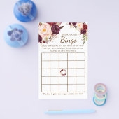 ブライダルシャワービンゴマルサラ花ゲームカード チラシ (シングル)