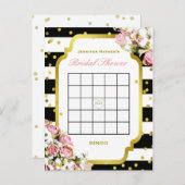 ブライダルシャワービンゴ | ストライプバラ インビテーションポストカード (正面/裏面)