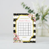 ブライダルシャワービンゴ | ストライプバラ インビテーションポストカード (スタンド正面)