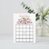 ブライダルシャワービンゴ | ピンクのバラ インビテーションポストカード (スタンド正面)