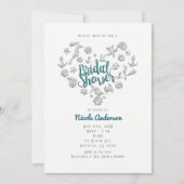 ブライダルシャワービーチグラムダイヤモンドハート招待状 招待状 (正面)