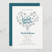 ブライダルシャワービーチグラムダイヤモンドハート招待状 招待状 (正面/裏面)