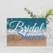 ブライダルシャワービーチサマーホワイトブルータイポグラフィ 招待状 (スタンド正面)