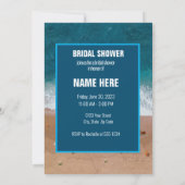 ブライダルシャワービーチサマーホワイトブルータイポグラフィ 招待状 (裏面)