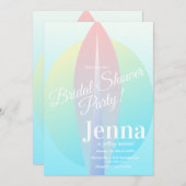 ブライダルシャワービーチサーフィンサンピンク招待状 招待状 (正面/裏面)