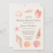 ブライダルシャワービーチパーティーピンク 招待状 (正面)