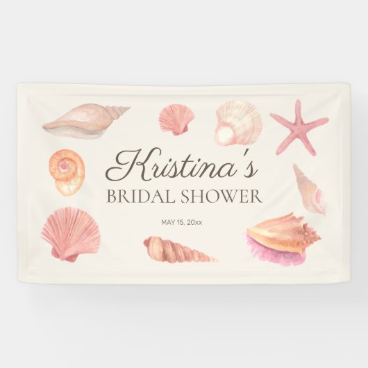 ブライダルシャワービーチパーティーピンク 横断幕 (横)