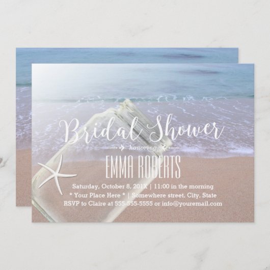 ブライダルシャワービーチ結婚式スターフィッシュ&メイスンジャー 招待状 (正面/裏面)