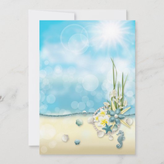 ブライダルシャワービーチ結婚式ハットパームリーフシーシェル 招待状 (裏面)
