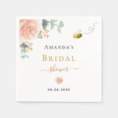 ブライダルシャワービーフローラユーカリバラ金ゴールド スタンダードカクテルナプキン (正面)