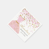 ブライダルシャワーピンクとゴールドフォイルドレス スタンダードカクテルナプキン (角)