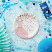 ブライダルシャワーピンクとゴールドフォイルドレス ペーパープレート (パーティー)