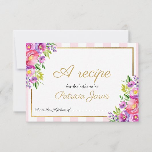 ブライダルシャワーピンクとフォイルの金ゴールドフローラレシピ (正面)