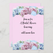ブライダルシャワーピンクとブルーのフローラ招待状 招待状 (正面/裏面)