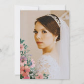 ブライダルシャワーピンクのオレンジ色の水彩タイポグラフィ 招待状 (裏面)