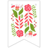 ブライダルシャワーピンクのサンゴ結婚の花のフローラ バンティングフラッグ (第1の旗)