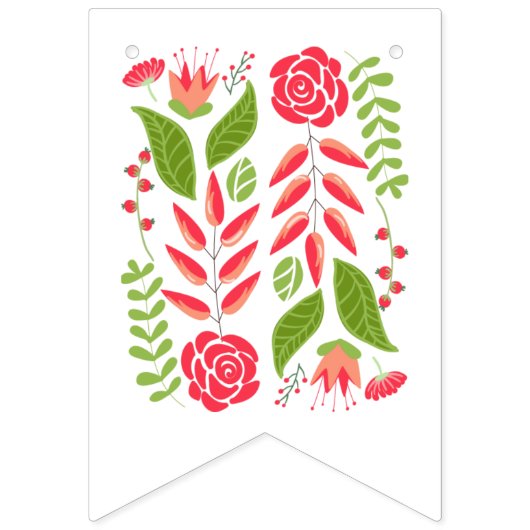 ブライダルシャワーピンクのサンゴ結婚の花のフローラ バンティングフラッグ (第1の旗)