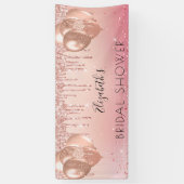 ブライダルシャワーピンクのバラ金ゴールドグリッターバルーン 横断幕 (縦)