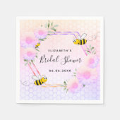 ブライダルシャワーピンクのレインボーグリーン花嫁へbee スタンダードカクテルナプキン (正面)