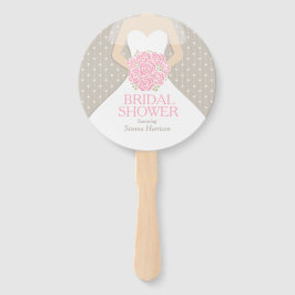 ブライダルシャワーピンクの白いドレスファカスタムン ハンドファン