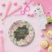 ブライダルシャワーピンクアジサイバラダークウッドバーン ペーパープレート (パーティー)