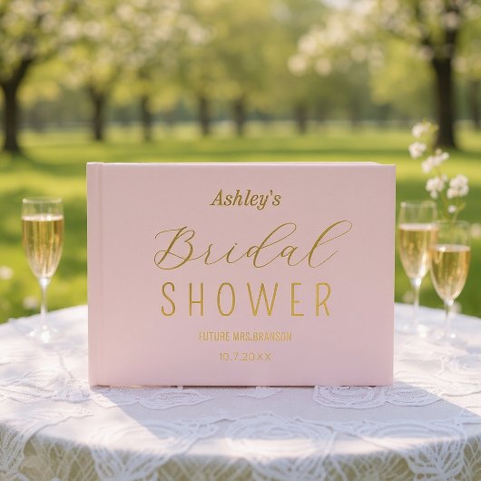 ブライダルシャワーピンクイエローゴールドフォイルゲストブック ゲストブック