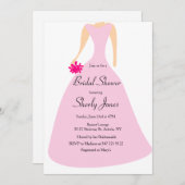 ブライダルシャワーピンクエレガントドレス招待状 招待状 (正面/裏面)