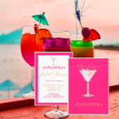 ブライダルシャワーピンクカクテル金ゴールドシンプル招待状 招待状