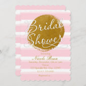 ブライダルシャワーピンクゴールドフォイル水カラー招待状 招待状 (正面/裏面)