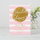 ブライダルシャワーピンクゴールドフォイル水カラー招待状 招待状 (スタンド正面)