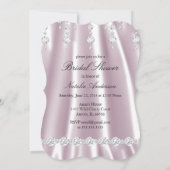 ブライダルシャワーピンクシルクダイヤモンドクリスタルシルバー 招待状 (裏面)