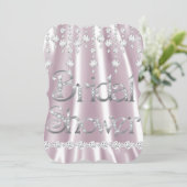 ブライダルシャワーピンクシルクダイヤモンドクリスタルシルバー 招待状 (スタンド正面)