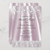 ブライダルシャワーピンクシルクダイヤモンドクリスタル 招待状 (正面/裏面)