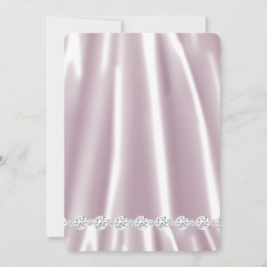 ブライダルシャワーピンクシルクダイヤモンドクリスタル 招待状 (裏面)