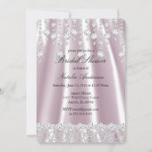 ブライダルシャワーピンクシルクダイヤモンドクリスタル 招待状 (正面)